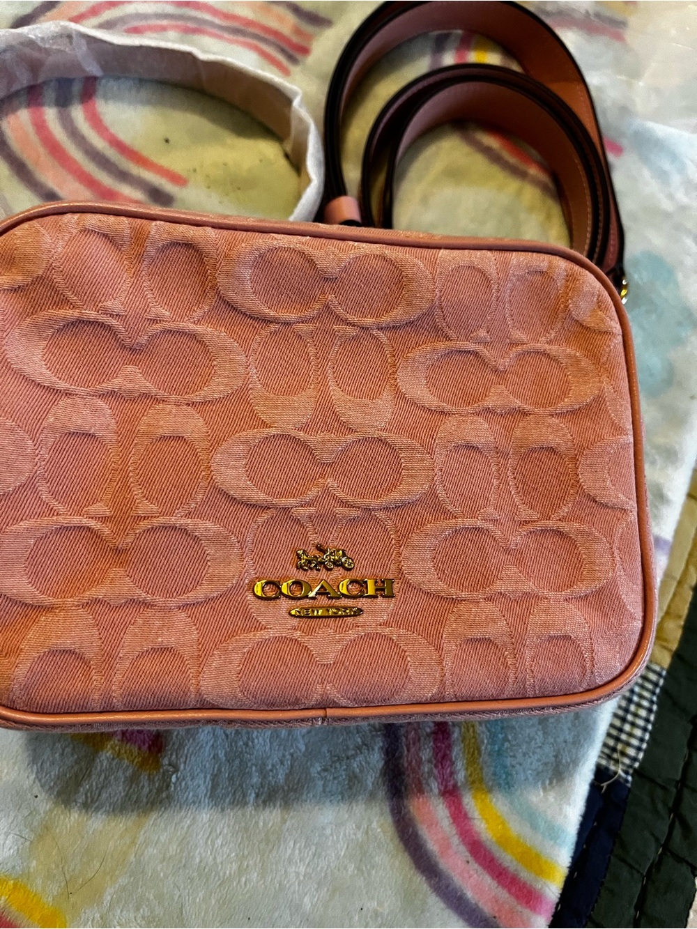 Coach Pink Signature Denim Carey Mini Bag And Wristlet - Picture 8 of 16
